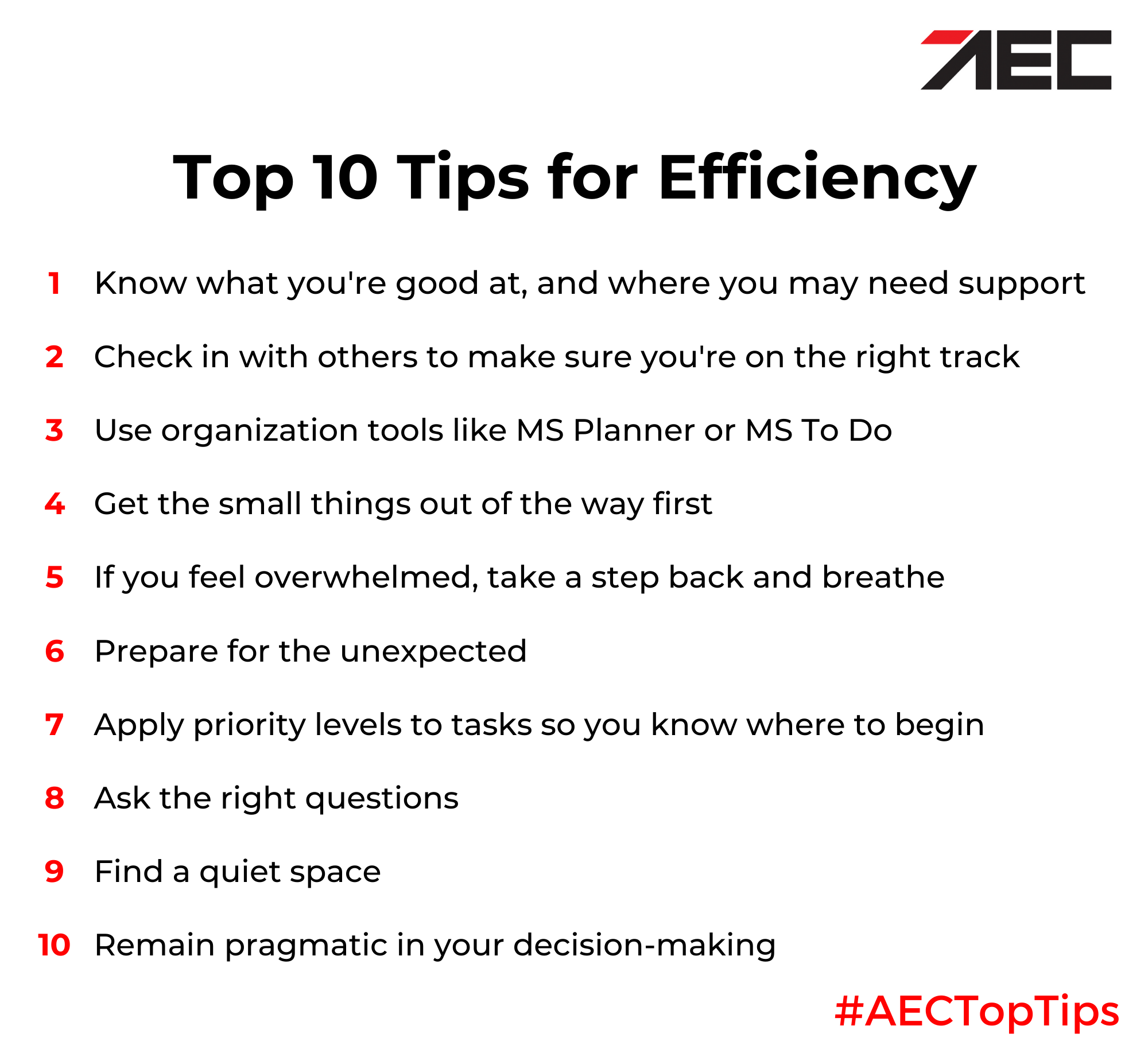 Top Tips for Efficiency from one of AEC’s Office Managers AEC