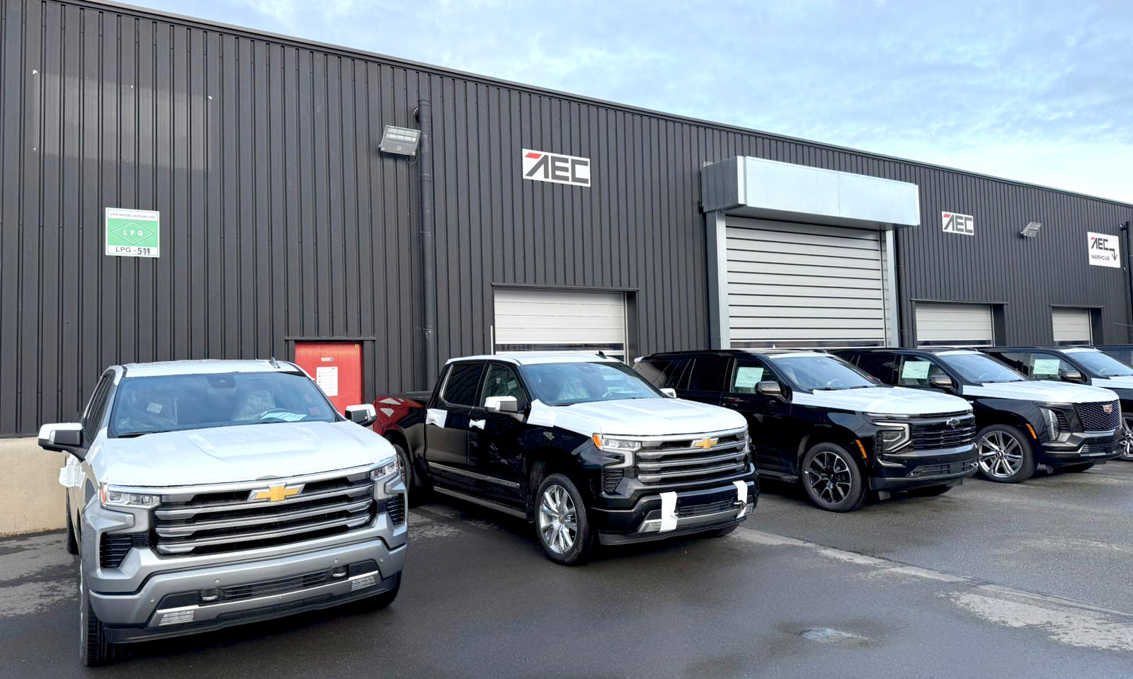 AEC Vehicle Processing Center in Antwerp with GM vehicles undergoing homologation and preparation for the European market